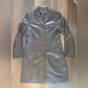 Prague Chocolate Brown Leather Women's Trench Coat